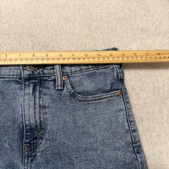 Levis 510 Womens Blue Washed Frayed Hem High Rise Denim Shorts Size W30 L30 - Picture 10 of 12